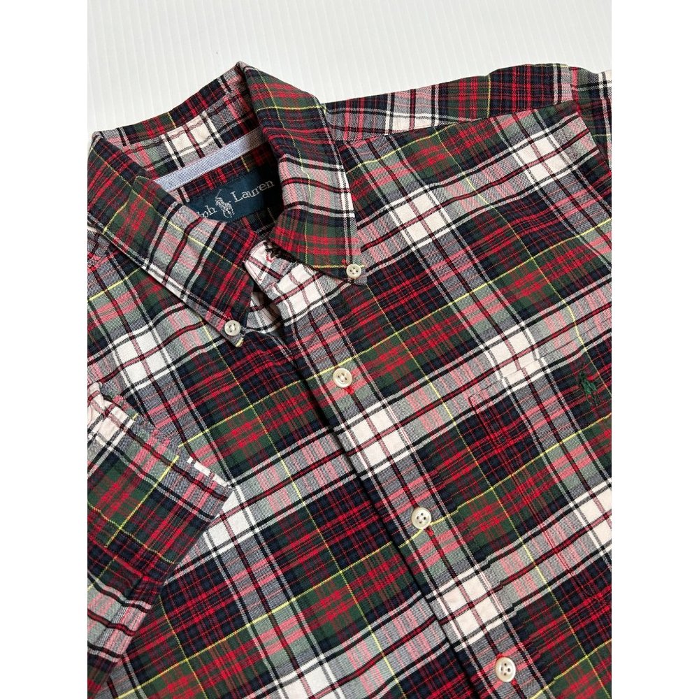 Ralph Lauren Mens Size Small‎ Button Down Long Sleeve Red Plaid Shirt